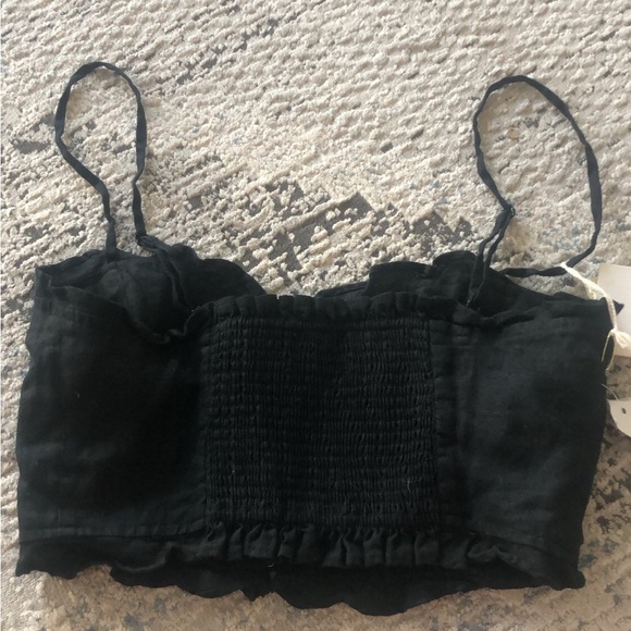 NWT Wilfred Aritzia Ohara Cami Top 100% Organic Linen Bustier XS Black - Picture 8 of 8